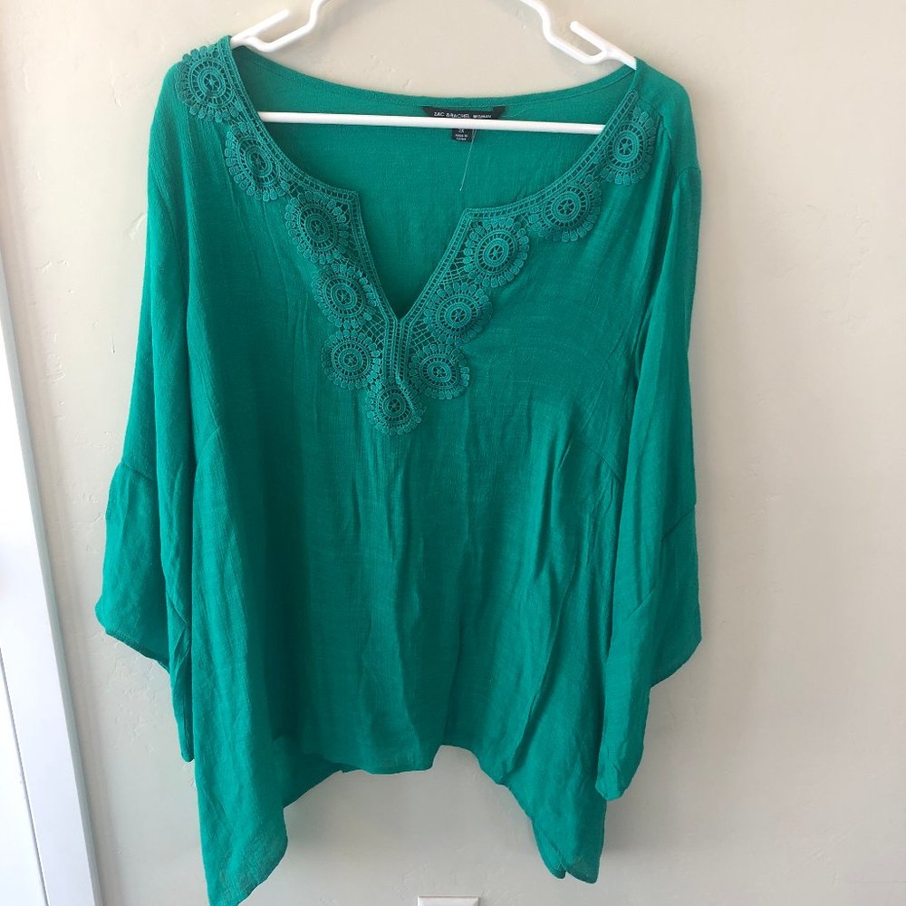 NEW Zac & Rachel Turquoise Tunic Long Top Plus sz